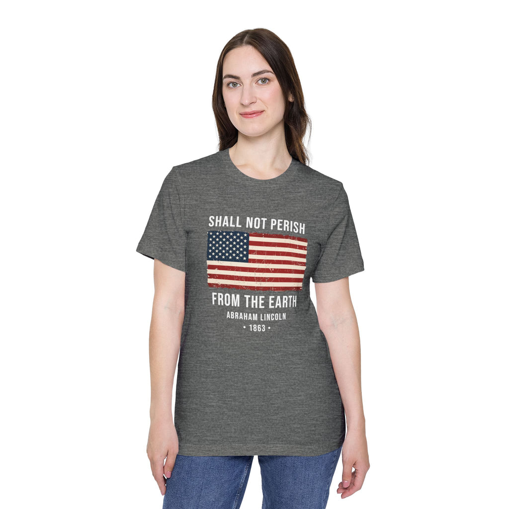 Shall Not Perish From The Earth T-Shirt | Abraham Lincoln 1863 | Gettysburg Address Tee
