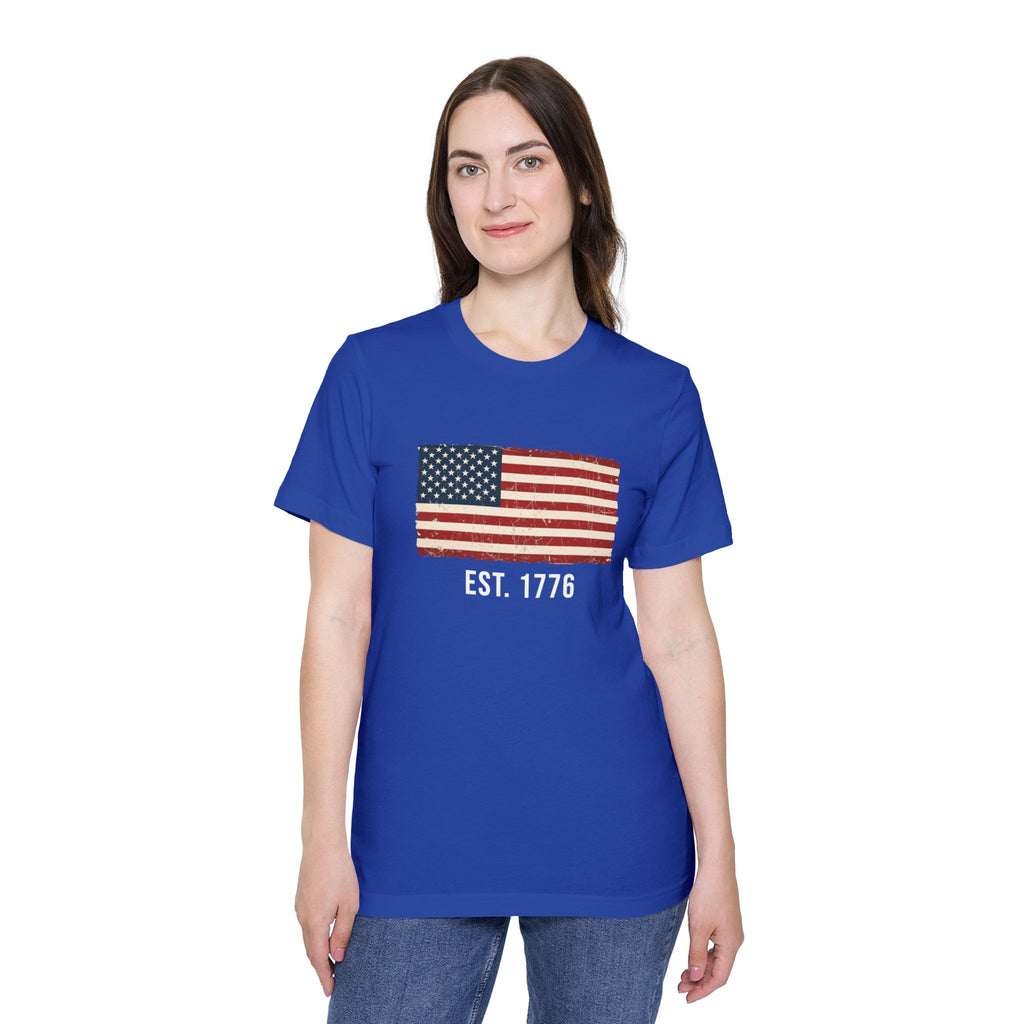 Est. 1776 Distressed Flag T-Shirt | American Independence Day Shirt | Patriotic USA Shirt