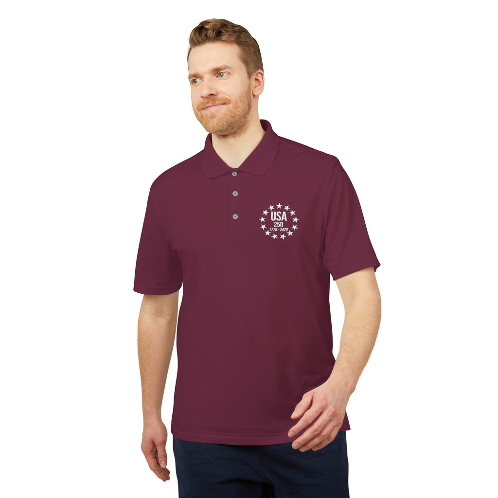 Adidas USA 250 Polo Shirt | America's 250th Anniversary | 1776-2026 Embroidered Performance Polo