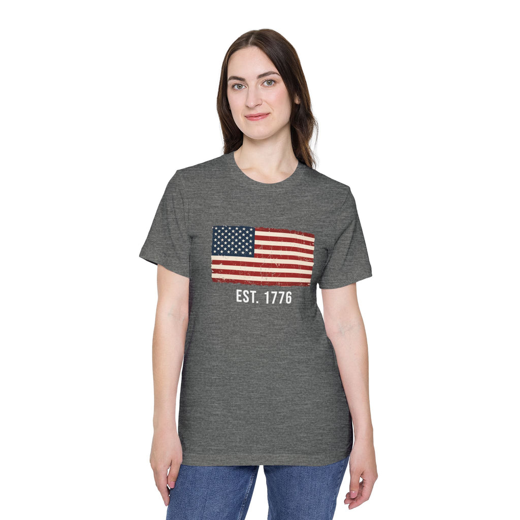Est. 1776 Distressed Flag T-Shirt | American Independence Day Shirt | Patriotic USA Shirt