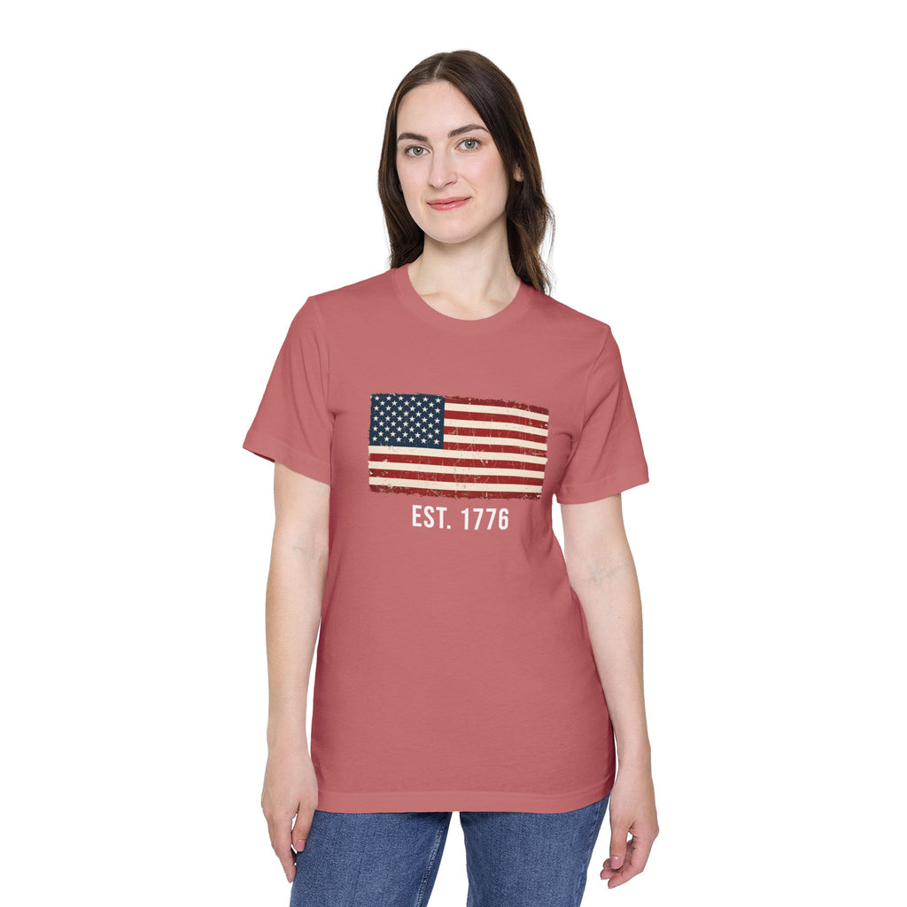 Est. 1776 Distressed Flag T-Shirt | American Independence Day Shirt | Patriotic USA Shirt