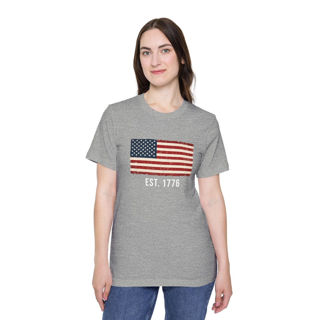 Est. 1776 Distressed Flag T-Shirt | American Independence Day Shirt | Patriotic USA Shirt