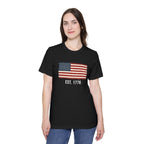 Est. 1776 Distressed Flag T-Shirt | American Independence Day Shirt | Patriotic USA Shirt